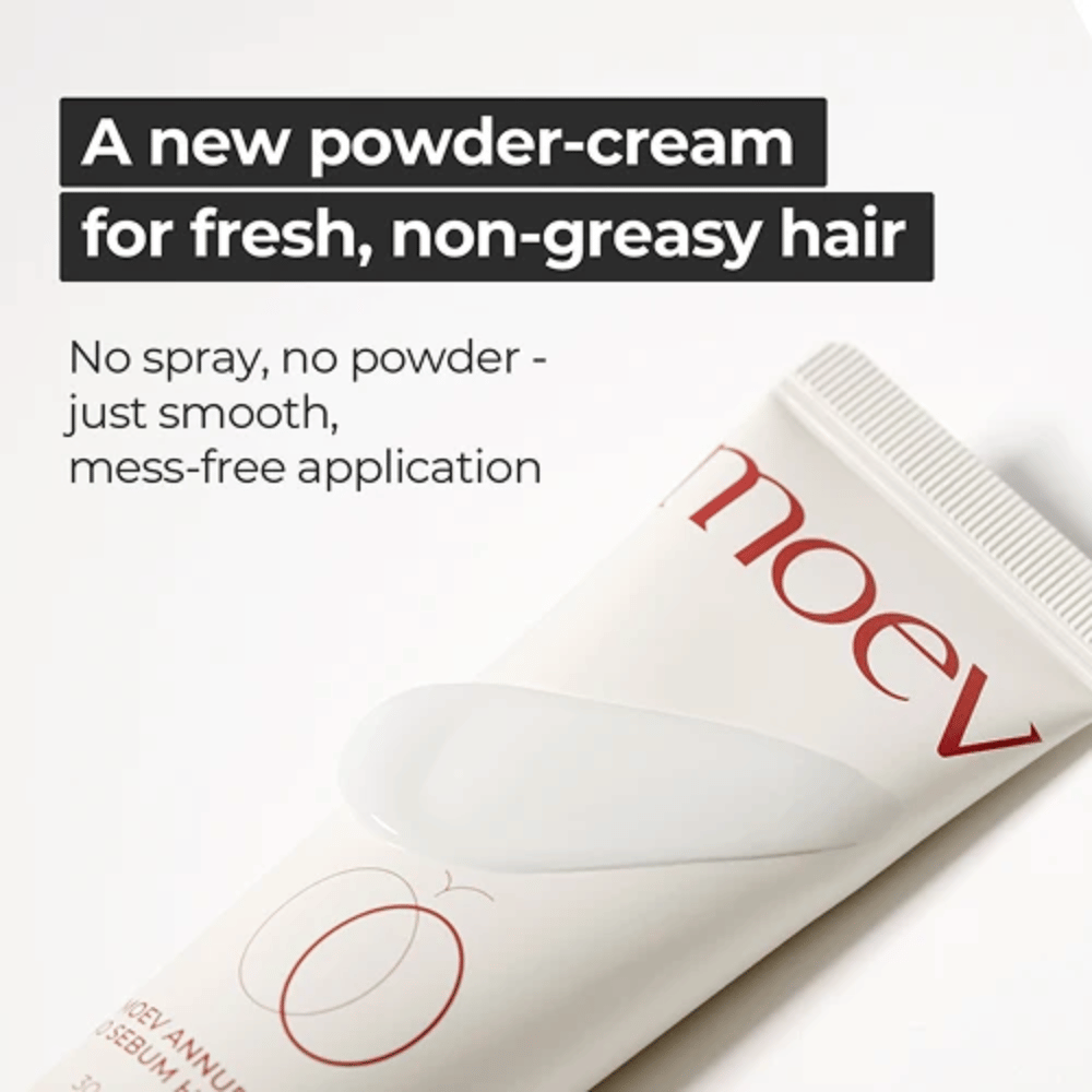 5. MOEV Annurcatin No Sebum Hair Cream – innovatiivinen hiusvoide puuterimaisella viimeistelyllä vähemmän rasvoittuville hiuksille ja helppoon levitykseen