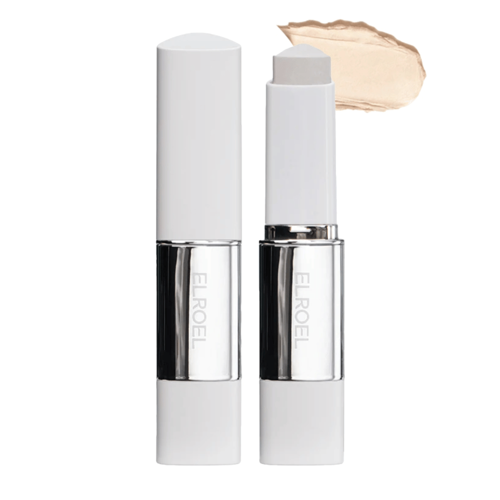 ELROEL Blanc Cover Cream Stick concealer vaaleassa sävyssä, jossa on kermainen koostumus, joka antaa tasaisen peittävyyden ja luonnollisen viimeistelyn.