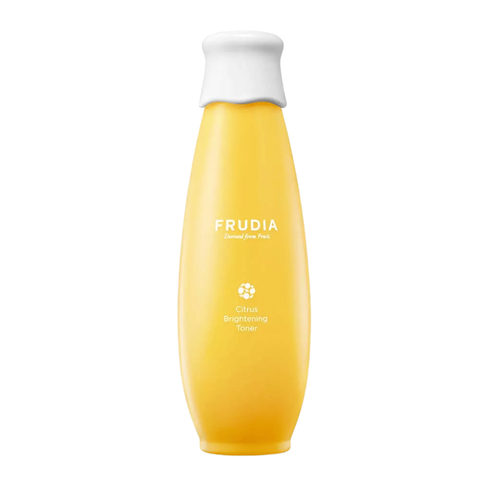 FRUDIA Citrus Brightening Toner 195 ml – korealainen kasvovesi sitrushedelmillä ja C-vitamiinilla, joka kirkastaa ihon sävyä, kosteuttaa ja antaa iholle raikkaan, tasaisen hehkun.