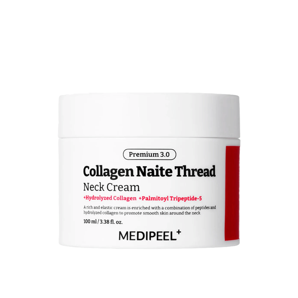 MEDIPEEL Collagen Naite Thread Neck Cream Premium 3.0 100 ml – korealainen kaulavoide kollageenilla ja Palmitoyl Tripeptide-5:llä kiinteyttämiseen, anti-ageen ja parannettuun ihon rakenteeseen.
