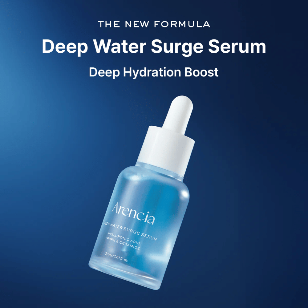 Arencia Deep Water Surge Serum – korealainen kosteuttava seerumi hyaluronihapolla, PDRN ja keramideilla, jotka tarjoavat syvää kosteutusta, rauhoittavat ihoa ja vahvistavat ihon suojaa.