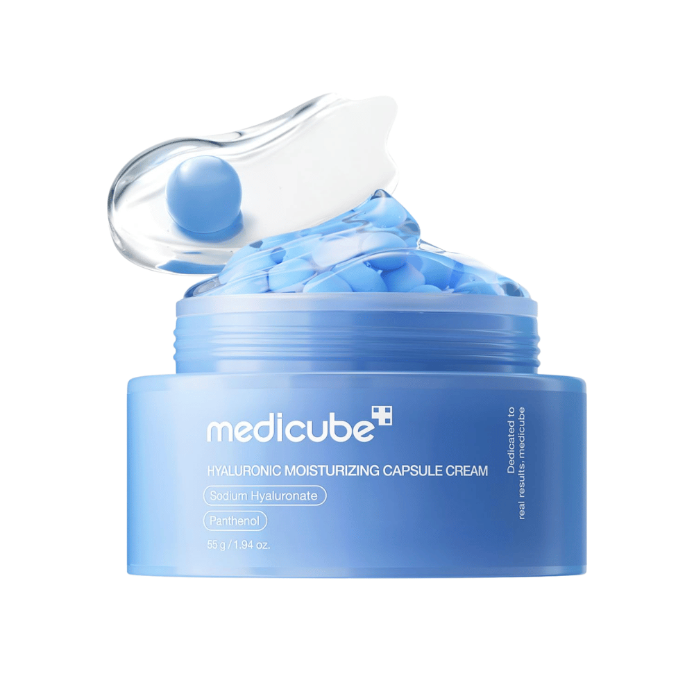 5. Medicube Hyaluronic Moisturizing Capsule Cream 55 g – kosteuttava kapselivoide sinisessä purkissa