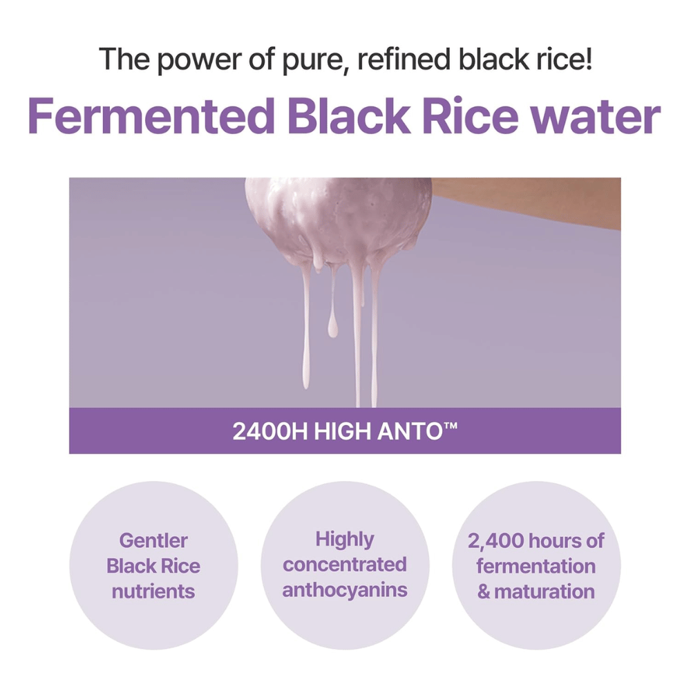 I'm From Black Rice Toner fermentoidulla mustalla riisivedellä. Kuvaus ainesosan ominaisuuksista ja fermentointiprosessista.