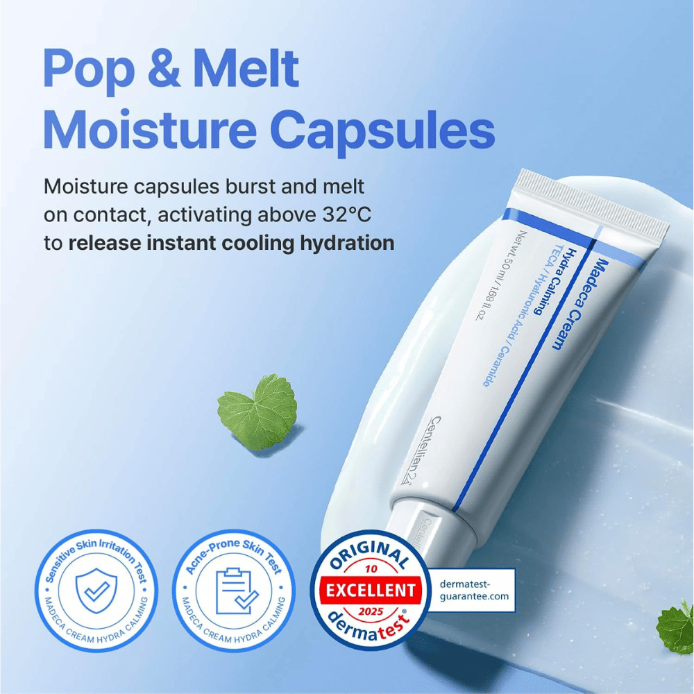 1. Centellian24 Madeca Cream Hydra Calming – kosteuttava kasvovoide viilentävillä kosteuskapseleilla herkälle iholle