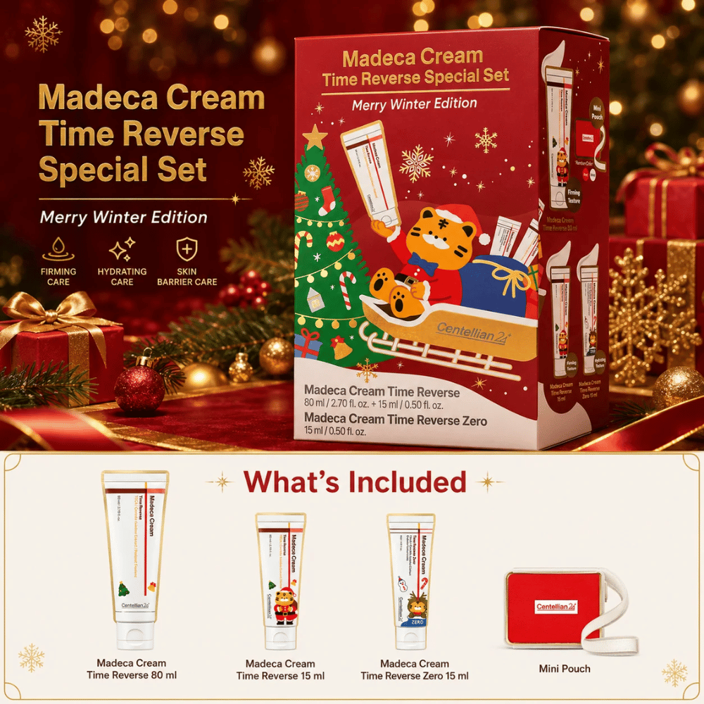 2. Centellian24 Madeca Cream Time Reverse Special Set Merry Winter Edition – lahjasetti, jossa on kolme kasvovoidetta ja minilaukku