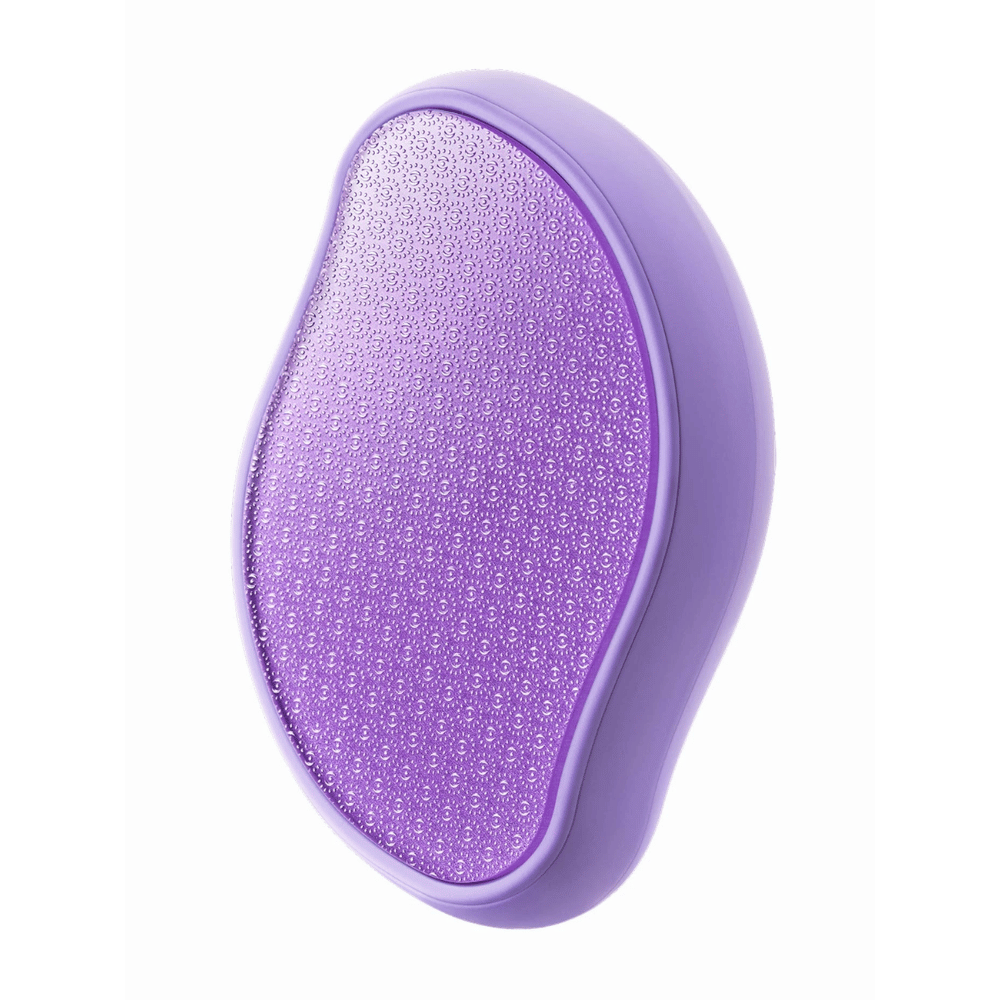 2. Baren Magic Glass Stone Foot File – lähikuva violetin jalkaviilan kuvioidusta hiomapinnasta kantapäiden hellävaraiseen kuorintaan