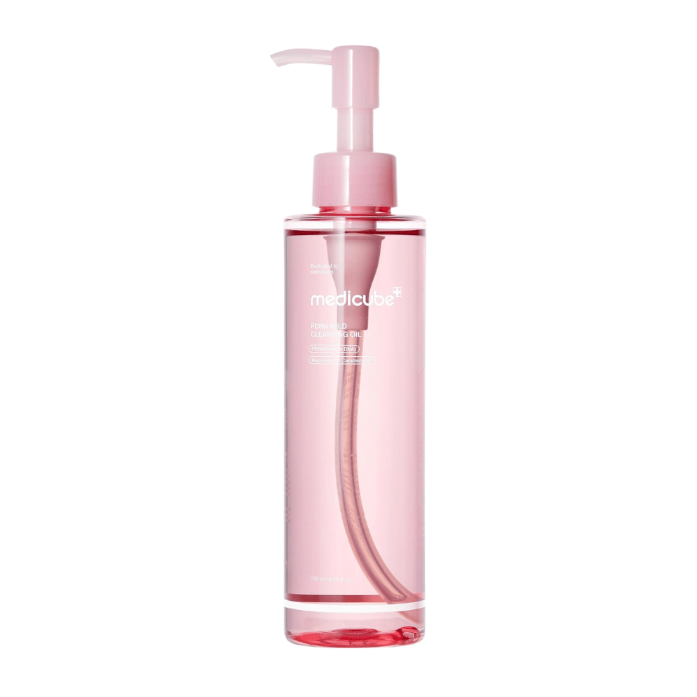 5. Medicube PDRN Mild Cleansing Oil 195 ml – vaaleanpunainen puhdistusöljy pumppupullossa kasvoille