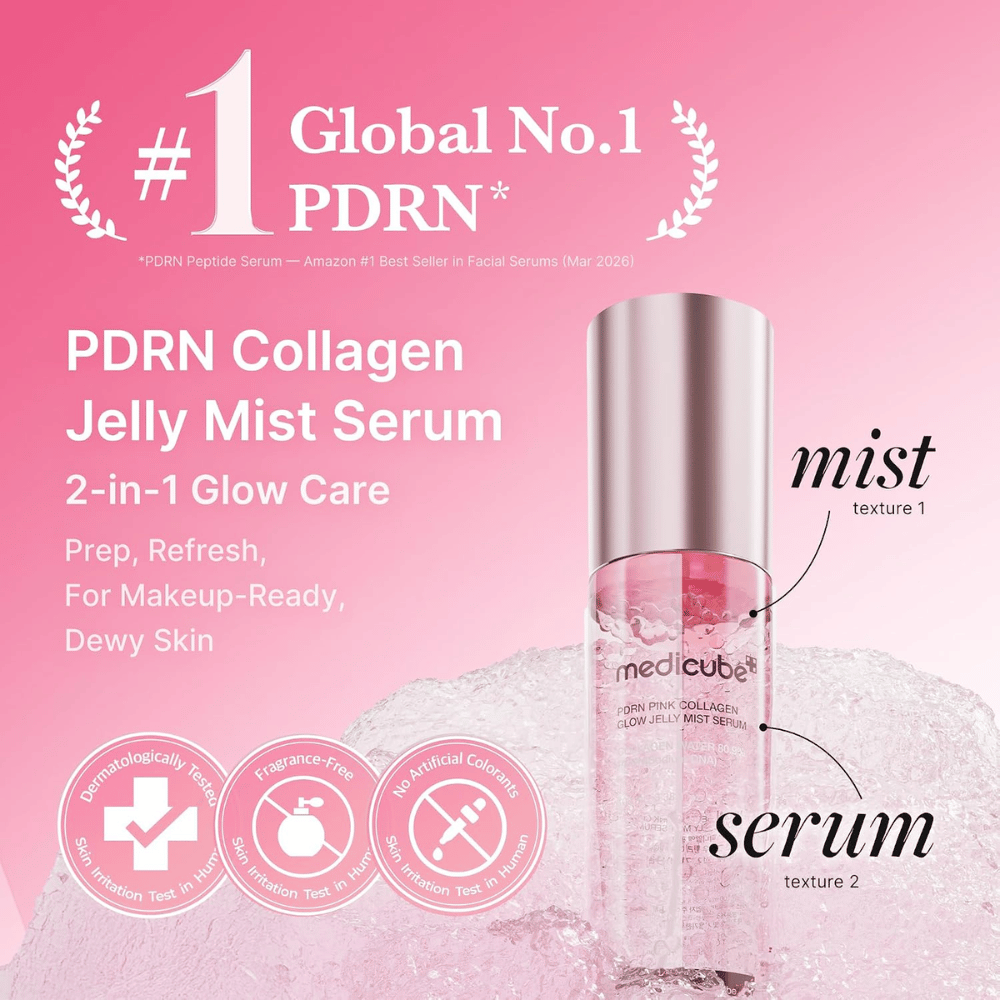 5. Medicube PDRN Pink Collagen Glow Jelly Mist Serum 60 ml – kaksi yhdessä -kasvosuihke ja seerumi kosteutetulle ja hehkuvalle iholle
