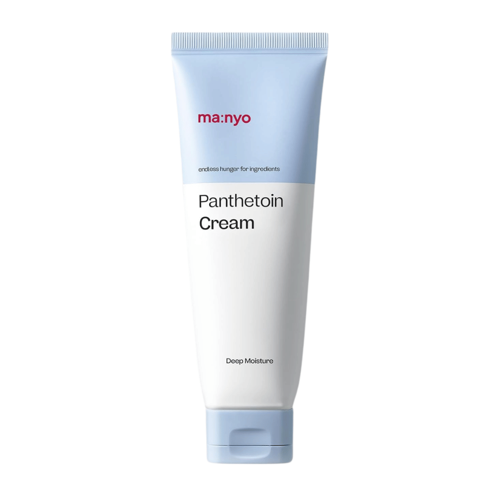 4. Ma:nyo Panthetoin Cream – kosteuttava kasvovoide valkoisessa ja vaaleansinisessä tuubissa, jossa teksti Deep Moisture valkoisella taustalla