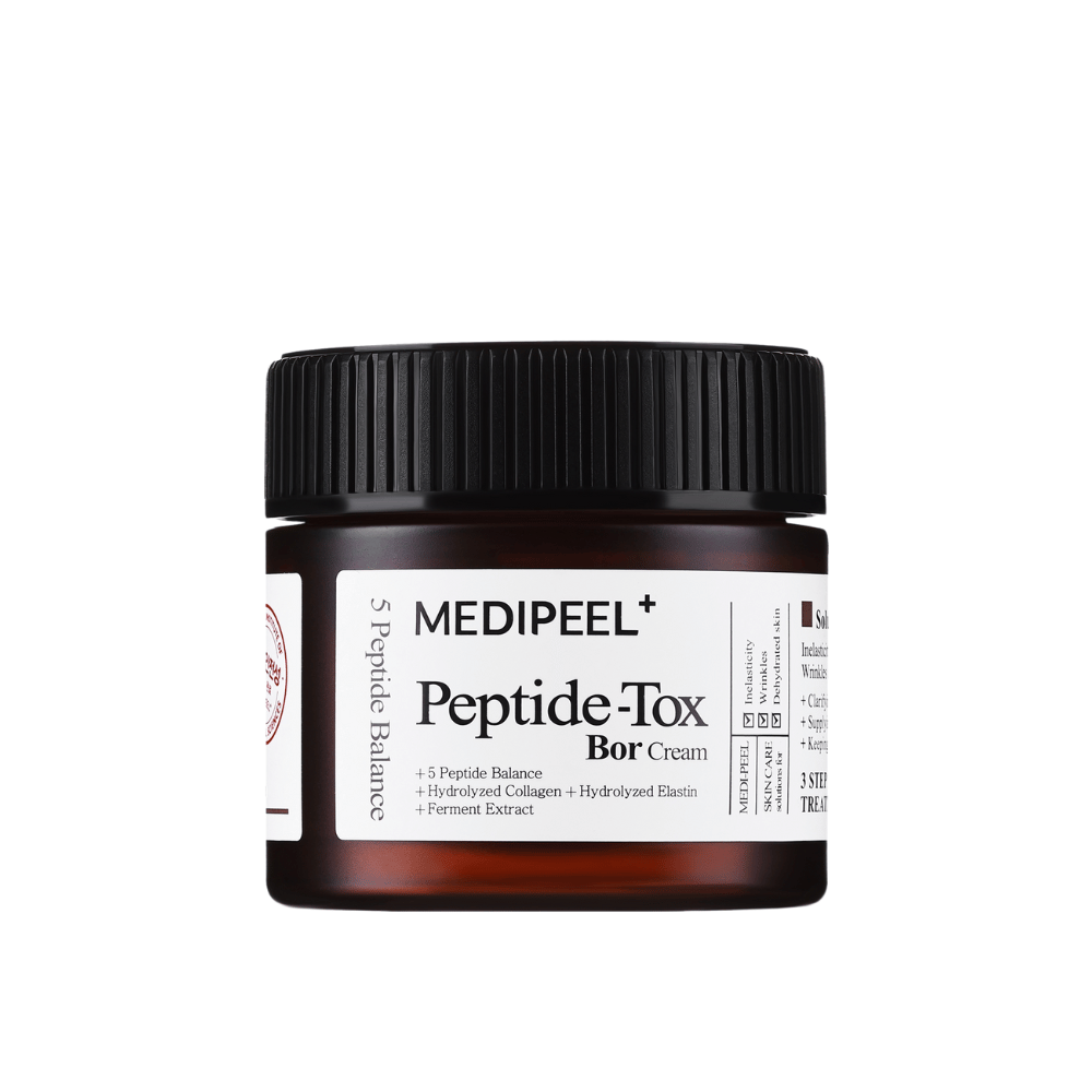 MEDI-PEEL Peptide-Tox Bor Cream -tuotekuva – korealainen kasvovoide peptideillä, joka ehkäisee ihon veltostumista, parantaa kiinteyttä ja tarjoaa pitkäkestoista kosteutusta.