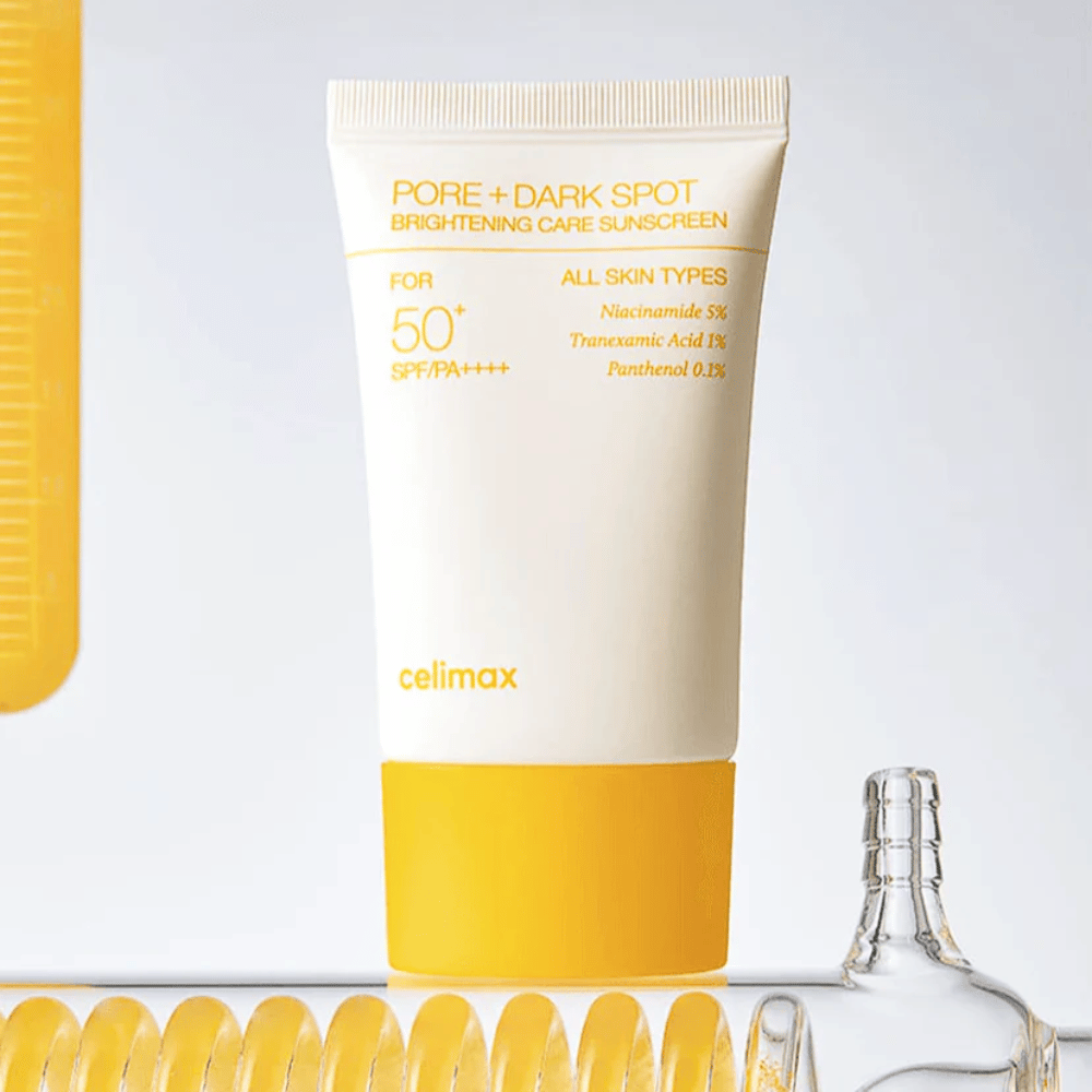 Celimax Pore+Dark Spot Brightening Care Sunscreen SPF50+ PA++++ 50 ml – aurinkosuoja kaikille ihotyypeille, joka vähentää tummia läiskiä ja tasoittaa ihon sävyä