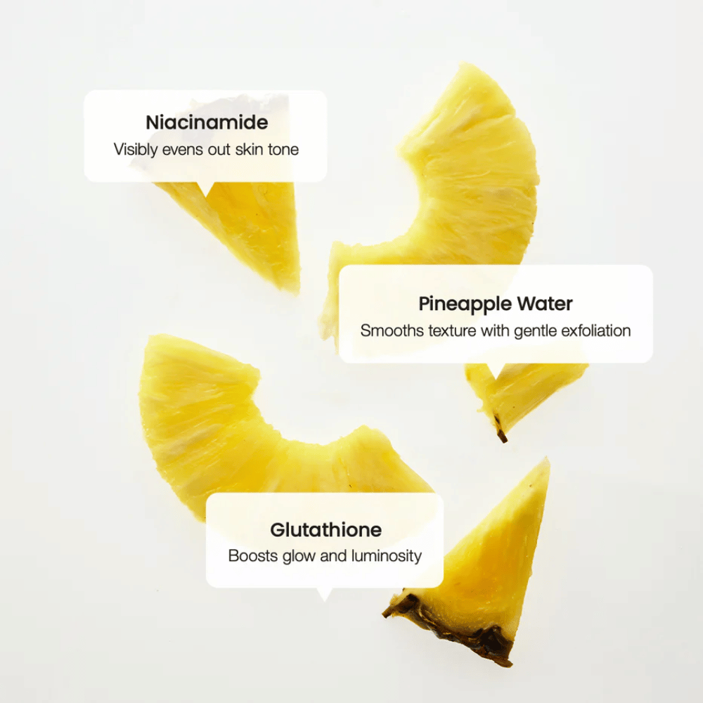 Biodance Radiant Vita Niacinamide Cream ainesosat – niacinamide, ananasvesi ja glutathione tasaiselle ihonsävylle ja lisääntyneelle hehkulle