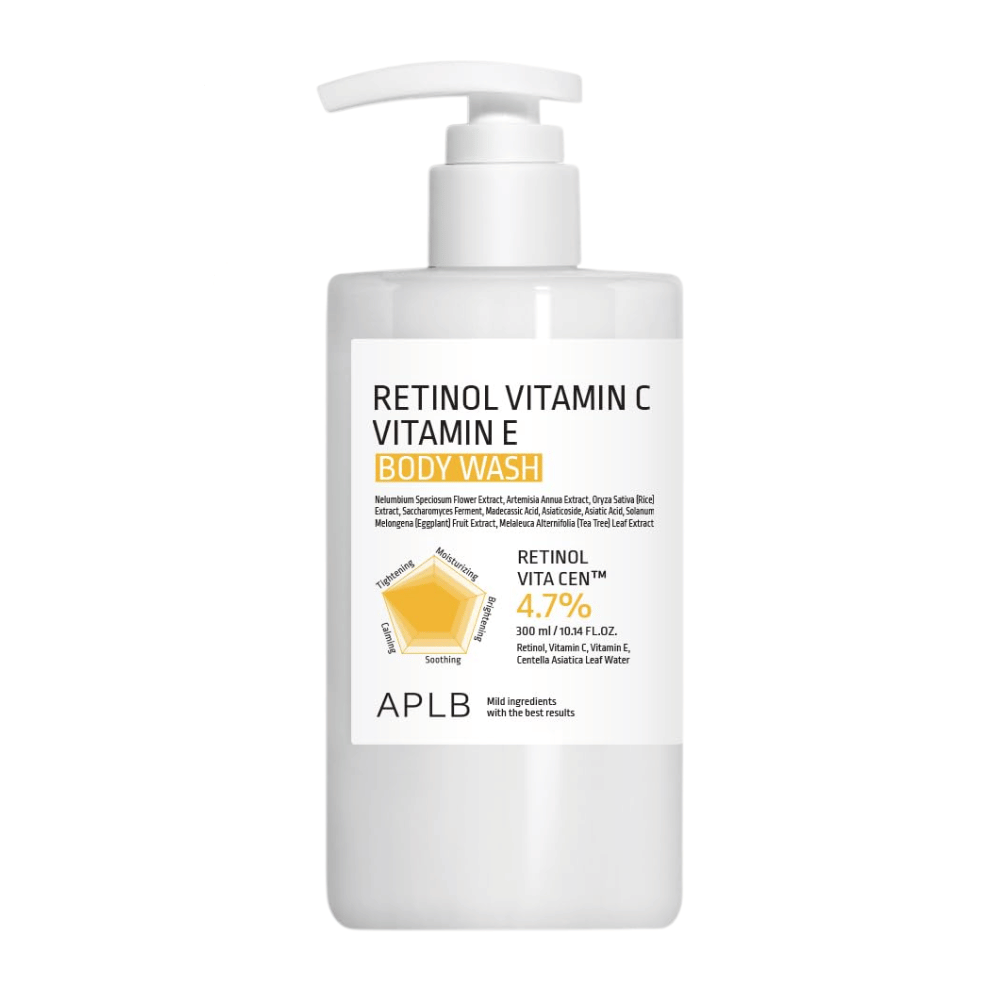 6. APLB Retinol Vitamin C Vitamin E Body Wash 300 ml – hellävarainen ja kosteuttava suihkusaippua vitamiineilla ja retinolilla